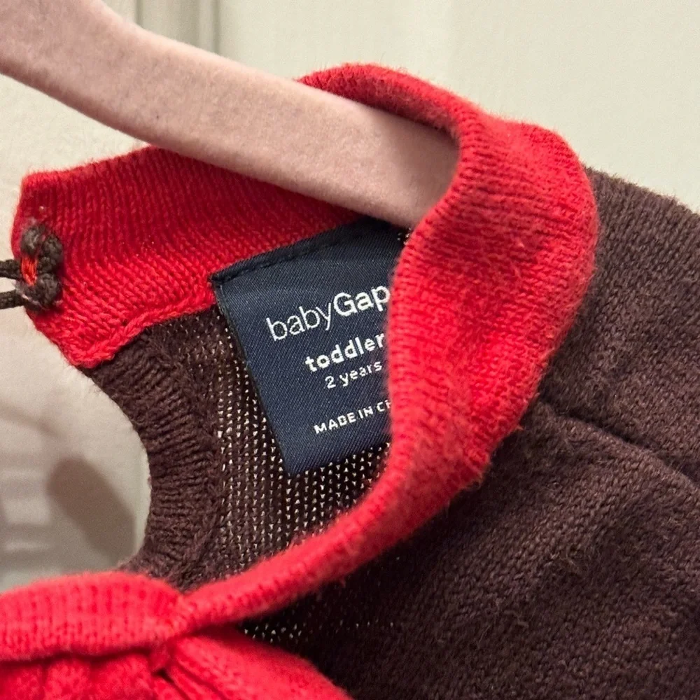Baby Gap 2T Girls Brown & Red Sweater Dress